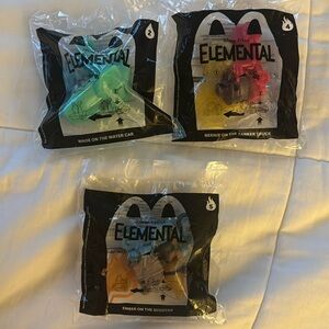 2023 Happy Meal Elemental Toys #2 #4 #5 NEW SEALED Ember Wade Bernie